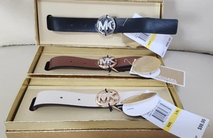 MICHAEL KORS Cintura Strass Logo Fibbia Oro/Argento Nero Marrone Crema L/XL $98 - Foto 1 di 17