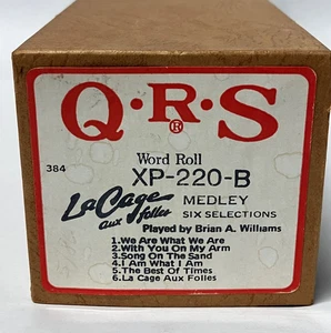 Rollo de palabras para piano con reproductor QRS XP-220-B La Cage Aux Folles Medley seis canciones - Imagen 1 de 4