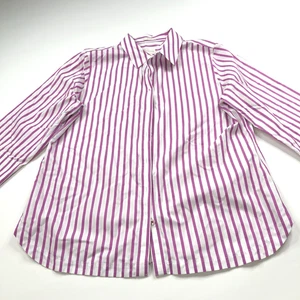 Chico's No Iron Gr. 2 Baumwolle Langarm Hemd gestreift lila NEUWERTIG - Bild 1 von 8