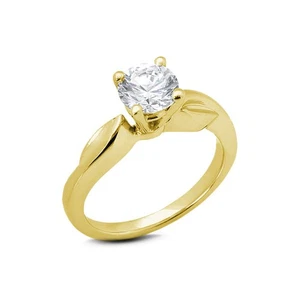 1ct D VS2 Round Natural Diamond 14k  Vintage Style Solitaire Engagement Ring - Picture 1 of 3