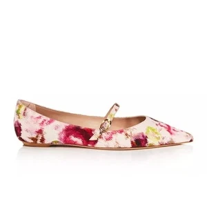 Stuart Weitzman Emilia Mary Jane Flats Floral Jacquard Pink Multi Size 8 - Picture 1 of 14