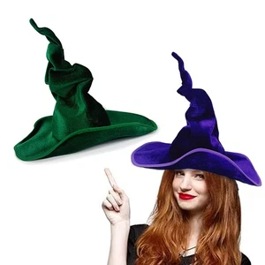 Halloween Velvet Witch Hat Twisted Hat Flannel Witch Hat Holiday Party COS Hat - Picture 1 of 13