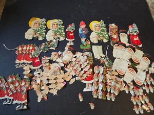 VTG West German & England Embossed Paper Die Cut Seals Christmas Santa Lot - Picture 1 of 9