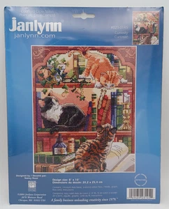 2004 NEU Janlynn 8x10" Katze Neugier Regal gezählt Kreuzstich Kit Nancy Rossi - Bild 1 von 3