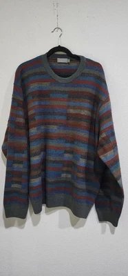 Suéter cuello redondo TALBOTS a rayas multicolor 100 % lana papá abuelo para hombre, XXL Foto 1 de 4