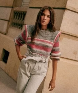 Sezane Jumper Sweater Knit Top Size S Striped Baby Alpaca Merino Wool Blend Yara - Picture 1 of 20