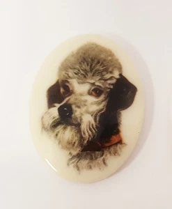 3 Vintage Grey Poodle Dog 40x30mm Oval German Acrylic Cabochon Cameos 123 - Picture 1 of 5
