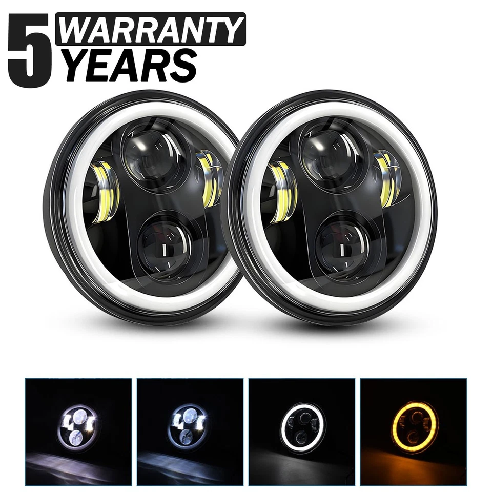 For 1971 1975 Fiat 124 5.75 5-3/4 Round LED Headlights Hi/Lo Beam 1000000LM - Image 1 of 4