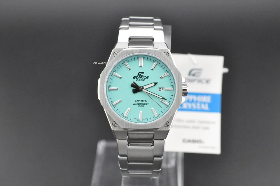 Mens Casio Edifice Turquoise Slim Sapphire Crystal EFR-S108D Watch EFRS108D-2B