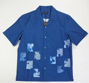 Club Monaco Size Medium Blue Sunkist Floral Print Cotton Short Sleeve Shirt NWT - Picture 1 of 9