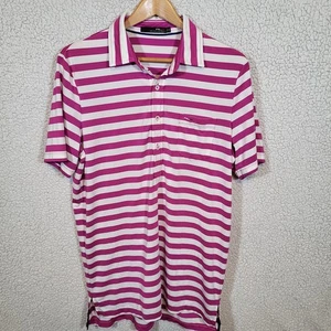 RLX Ralph Lauren Polo Shirt Mens Medium Fuchsia Striped TPC Sawgrass Logo - Picture 1 of 11