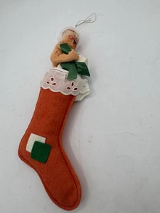 Bambole Annalee vintage bambino sulla calza ornamento 1986 su scheda di calza - Foto 1 di 8