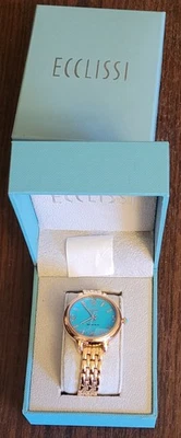 Часы Ecclissi из чистого серебра с бирюзой циферблат золотистые (39) - Изображение 1 из 4