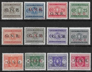 ITALIA RSI 1944 MNH G.N.R. Set Seganatasse Sass #47-57/59 CV 3400 €+ ¡FIRMADO!! - Imagen 1 de 2