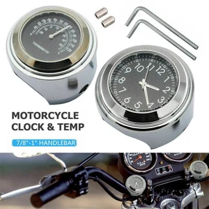 Motorrad 7/8" & 1" Lenkeruhr Thermometer Motorraduhr Uhren Wasserdicht Universal - Picture 1 of 6