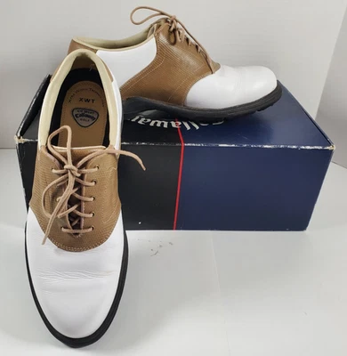 Zapatos de golf Callaway de cuero blanco/caqui para mujer talla 8,5 Foto 1 de 4