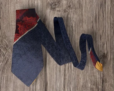 Corbata de cuello vintage retro Foster para hombre azul marino rojo   Foto 1 de 4