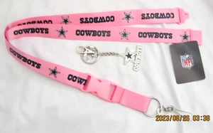 Dallas Cowboys Pink Detachable Keychain Lanyard+Cowboys Logo Keychain-Brand New! - Picture 1 of 3
