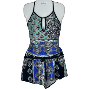 In Bloom by Jonquil Two Piece Tank Top Shorts Paisley Blue Multicolor Sleepwear