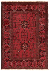 Alfombra oriental afgana anudada a mano 144x100 cm - excelente estado, oriental, alfombra, alfombra, roja - Imagen 1 de 9