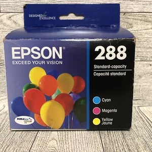 Imperfect Box Epson 288 Ink Cartridges Cyan Magenta Yellow Exp 6/2026 New - Picture 1 of 6