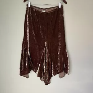 Anthropologie Odille Brown Beaded Velvet Silk Blend Skirt Size 6 Moody Dark - Picture 1 of 4