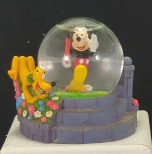 The Disney Store Mini Snow Globe Mickey & Pluto NWT 3"x2.5"x2.5" - Picture 1 of 5