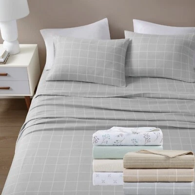 Beautyrest 4 Piece Oversized Cotton Flannel Deep Pocket Sheet Set Queen King Bed