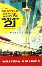 Seattle Washington 1962 World's Fair Space Age Vintage Poster Print Travel