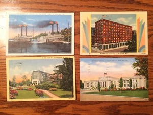 Tarjetas postales de 1940 - St. Louis - Jefferson Memorial, Forest Park, carrera de botes de vapor - Imagen 1 de 2