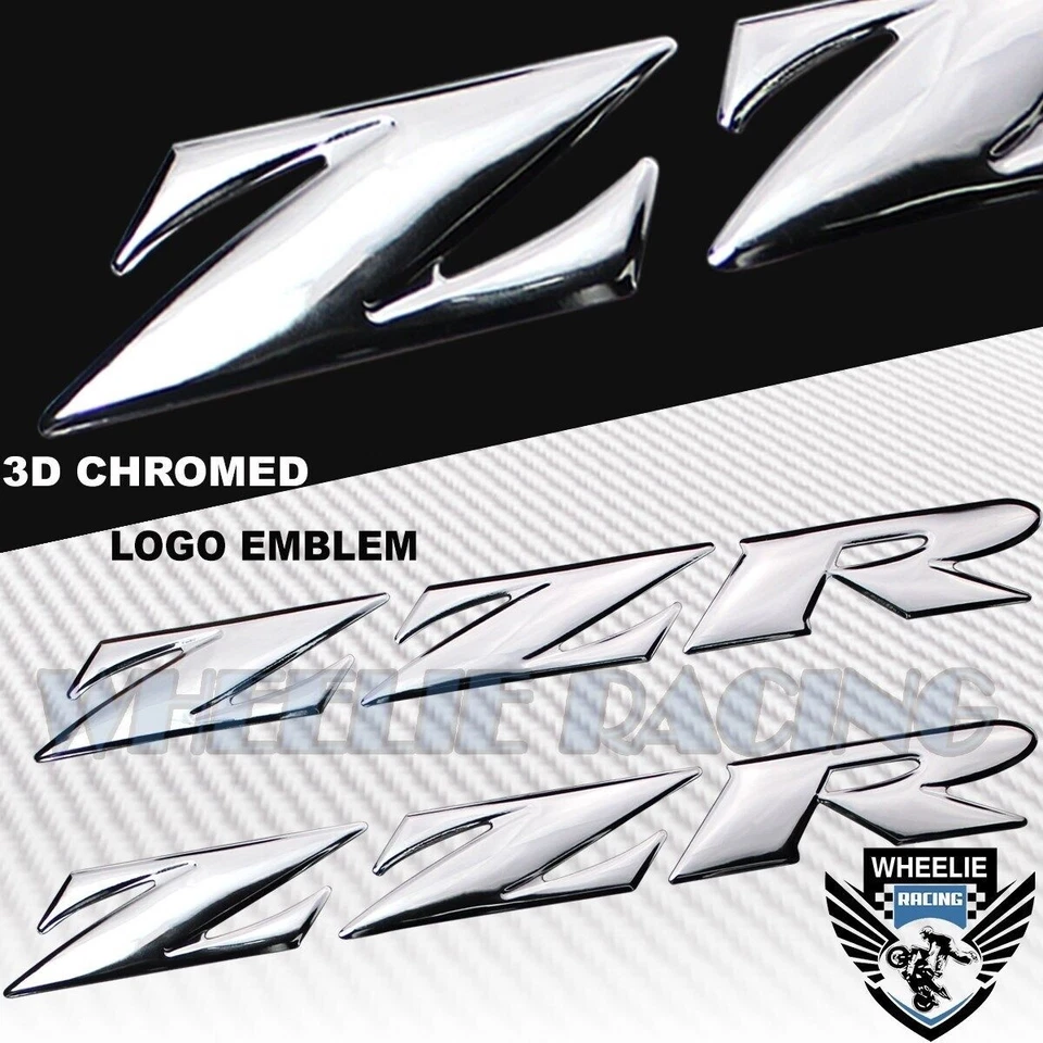 PAR DE CALCOMANÍAS EMBLEMA PLATA CROMO VINILO 3D 7" PARA KAWASAKI ZZR ZXR NINJA STICKER Foto 1 de 1