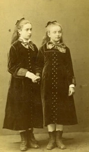 Deutschland Koblenz Mode Kinder Schwestern? Altes Foto CDV Laux 1870er Jahre - Bild 1 von 3