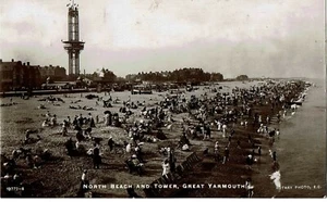 SERIE FOTOGRÁFICA ROTATIVA POSTAL NORTH BEACH & TOWER GREAT YARMOUTH 1912 - Imagen 1 de 2
