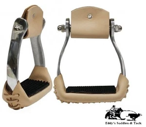 Barrel Racers Curved Aluminum Stirrups w/Rubber Grip Tread New Eddys Tack - Picture 1 of 5