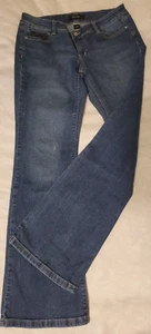White House Black Market Slim BootLeg Denim niedriger Bund Reißverschluss Stickerei Akzent Gr. 6S - Bild 1 von 10
