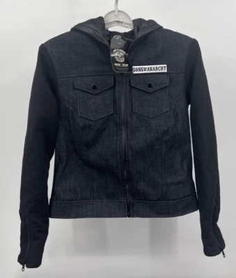 Sons Of Anarchy Road Gear Jacket Med Black Denim W/soft Cotton Hood/Sleeves READ - Image 1 of 4