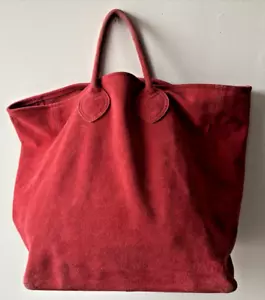 Borsa tote rossa vera pelle scamosciata guscio morbido borsa a mano 14"x15"x7" in ottime condizioni - Foto 1 di 8