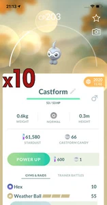 10x Castform Pokemon Bundle !! Good Chance of Lucky and Good IVs !! Go - Picture 1 of 1