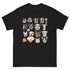 Dog Lover classic tee; Boston Terrier featured and multiple Dog faces Unisex