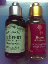 LOT OF 2: LOT OF 2: L'OCCITANE BATH & SHOWER GEL- ROSE & GREEN TEA,25ml each