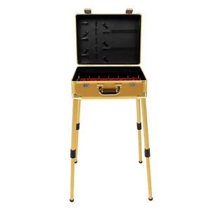 Professional Makeup Train Case 4 in 1 Rolling Cosmetic Trolley Beauty Travel Box - Picture 1 of 24