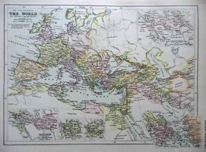 THE ANCIENT WORLD; Original Vintage Map (c1890) John Bartholomew - Europe - 43 - Picture 1 of 6