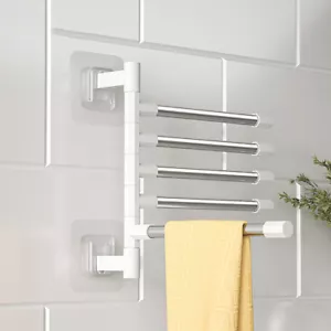 Rotation Towel Storage Rack Punch-Free Steel Organizer Shelf Hanging Wall Sh'XI - Picture 1 of 12