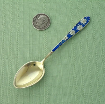 GUSTAV GAUDERNACK Sterling Silver ENAMEL Daisy Demitasse Spoon NORWAY Norwegian - Image 1 of 3