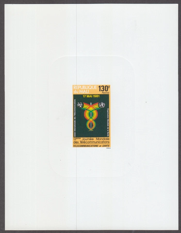 MALI Sc # 423 CPL, TARJETA DE PRUEBA, 13º DÍA MUNDIAL DE LAS TELECOMUNICACIONES Foto 1 de 1