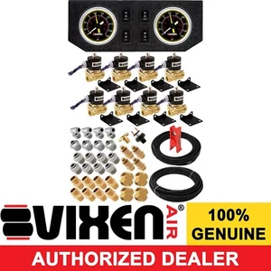 1/2"NPT AIR VALVES SOLENOID W/DUAL GAUGE/FITTINGS/HOSES SUSPENSION/AIR RIDE/SLAM - Picture 1 of 11