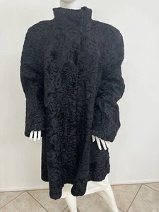 Revillon Black Russian Broadtail Lamb Coat 92” Sweeping Hemline 1 Sz Fits S/M/L - Picture 1 of 21
