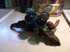 Vintage Acrylic Lucite Blue Ball Grape Cluster on Driftwood
