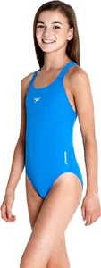 SPEEDO GIRLS ESSENTIAL ENDURANCE+ MEDALIST JUNIOR SWIMSUIT BLUE SWIMMING COSTUME - Picture 1 of 4