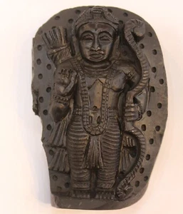 Antico idolo Shri Ram su su sudrashan shaligram peso-203 gms ht-3+ pollici - Foto 1 di 8